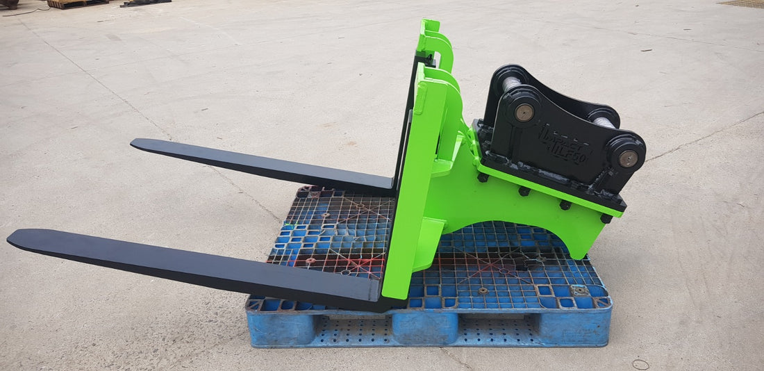 Impact Attachments pallet forks designed for efficient lifting and transporting of materials on construction sites