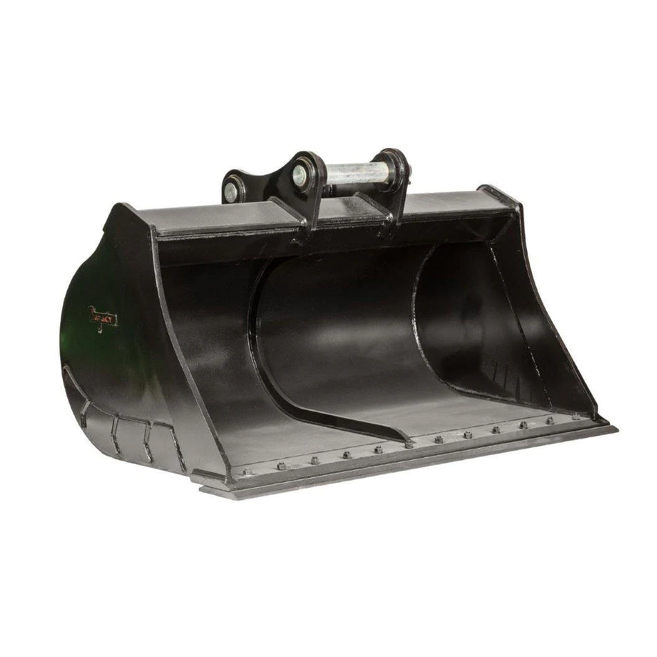 Impact brand heavy-duty mud bucket attachment designed for excavators, showcasing its reinforced construction and sharp teeth for enhanced penetration and durability in tough digging conditions. Ideal for a variety of excavation projects, this robust bucket increases productivity and efficiency on construction and earthmoving sites.
