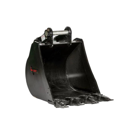 Impact brand heavy-duty digging bucket attachment designed for excavators, showcasing its reinforced construction and sharp teeth for enhanced penetration and durability in tough digging conditions. Ideal for a variety of excavation projects, this robust bucket increases productivity and efficiency on construction and earthmoving sites.