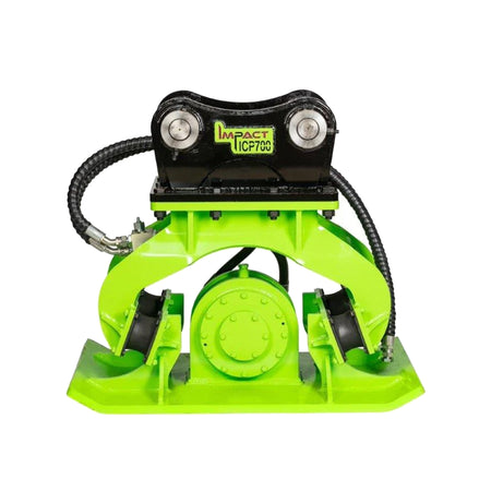 Impact brand hydraulic compaction plate attachment, designed for excavators to deliver powerful and efficient soil and gravel compaction in construction and landscaping projects. This heavy-duty compaction plate enhances productivity by providing uniform compaction, reducing air gaps, and ensuring a stable foundation for various construction tasks.