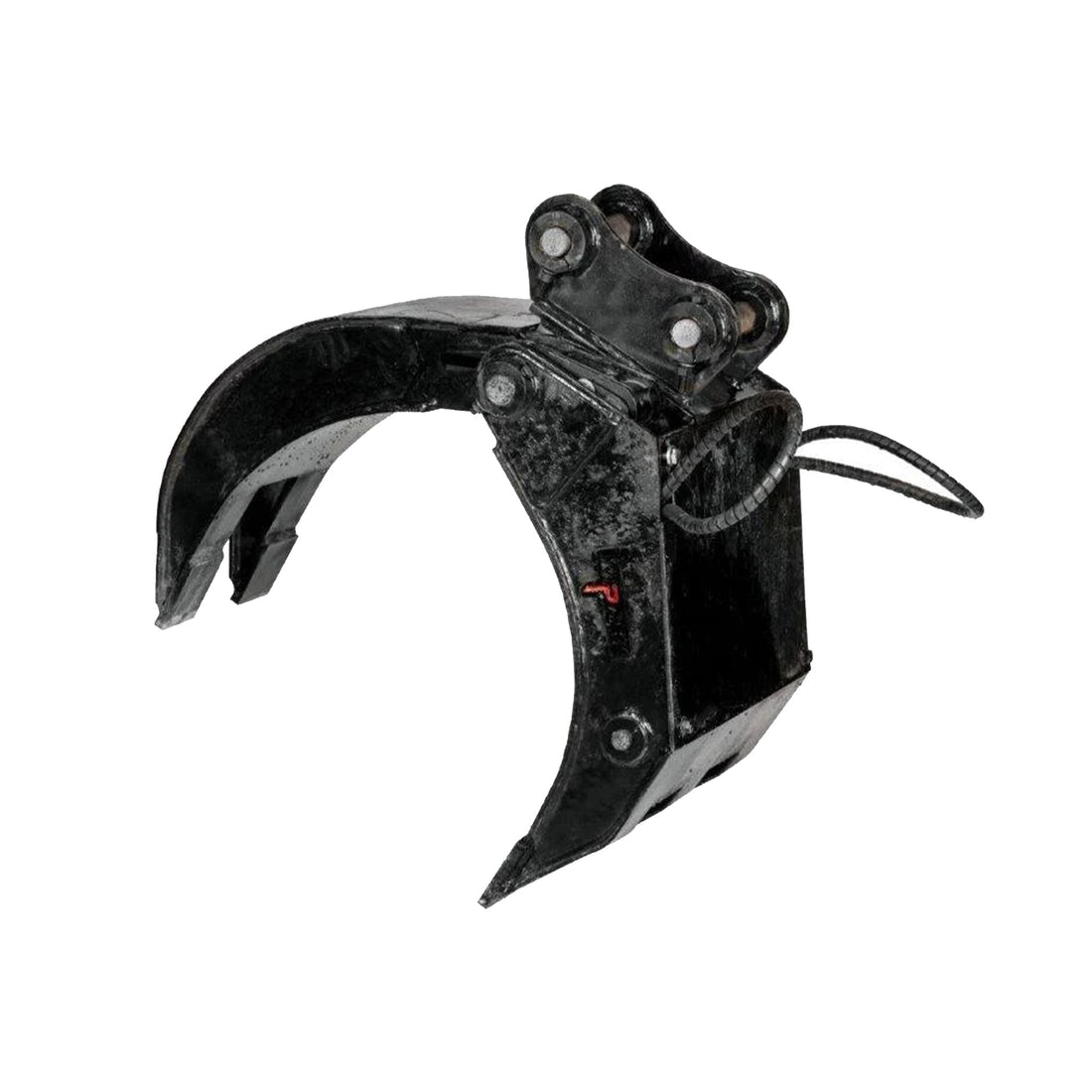 This image showcases an Impact brand five-finger grab attachment, engineered for excavators. The attachment is designed to excel in handling a variety of materials, making it ideal for applications in demolition, recycling, and forestry. Its robust construction ensures durability and efficiency, providing operators with precise control and versatility for heavy-duty material sorting, lifting, and moving tasks in challenging environments.