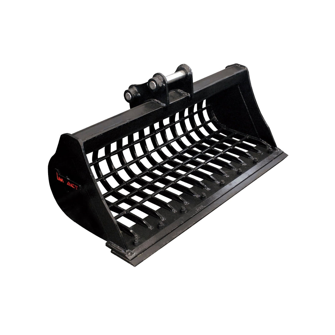 Impact brand sieve bucket attachment for excavators, engineered for efficient sorting and separating of materials on construction and earthmoving sites. This durable sieve bucket is ideal for tasks requiring the removal of fine materials while retaining larger particles, enhancing productivity and precision in various applications