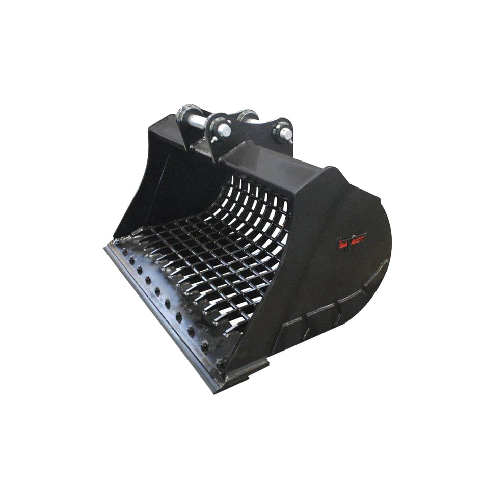 Impact brand sieve bucket attachment for excavators, designed for efficient sifting, sorting, and screening of materials. This heavy-duty bucket is ideal for separating rocks, debris, and other materials in construction and earthmoving projects. Also known as a sifting bucket, sorting bucket, or screening bucket, it enhances productivity and precision for operators across various excavation tasks.