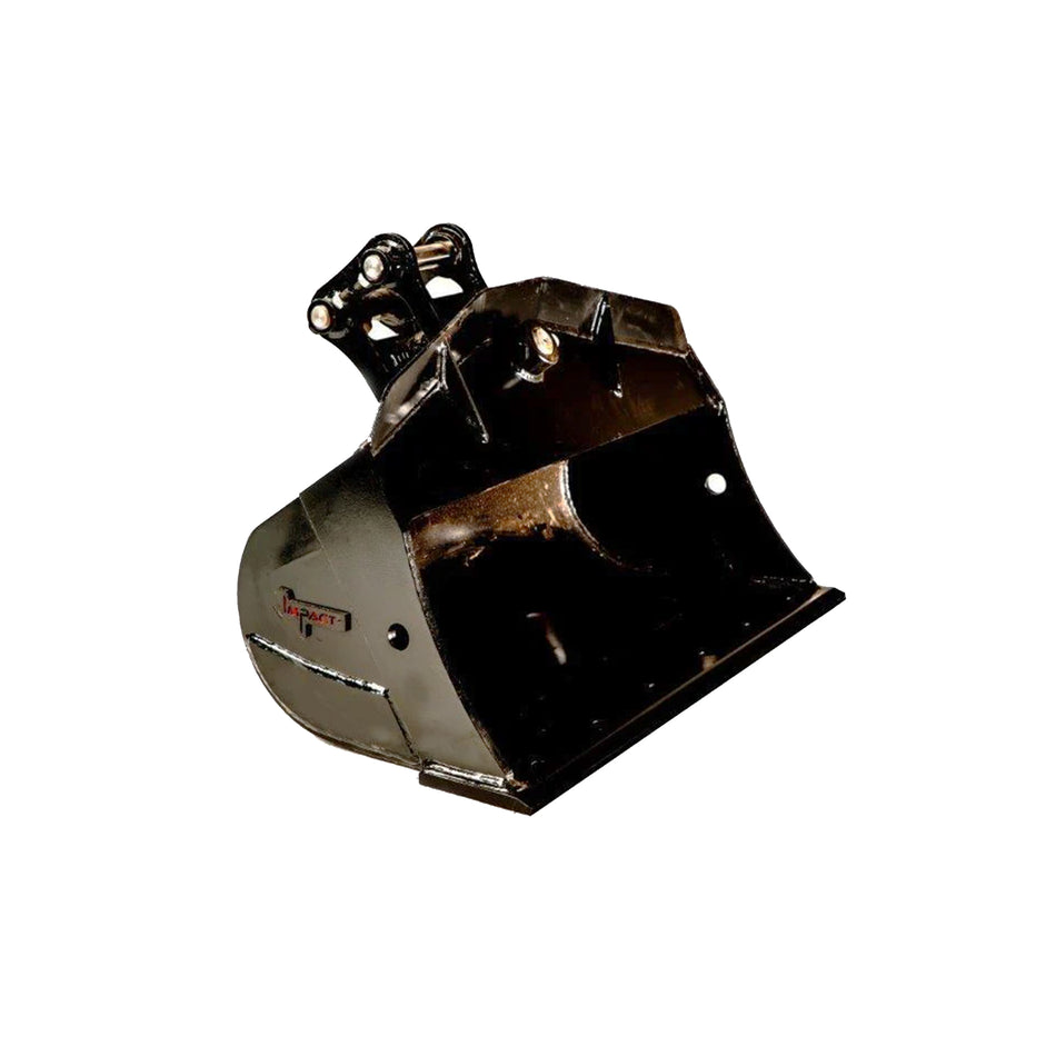 Impact brand hydraulic tilt bucket attachment for excavators, designed for superior versatility in digging, grading, and leveling tasks. This durable tilt bucket enhances precision and efficiency on construction sites, offering operators better control and performance in various earthmoving projects.