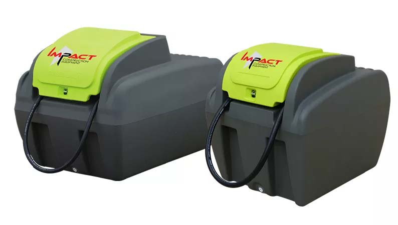 Impact fuel cells for diesel storage, designed for efficient and safe fuel management on construction sites. These durable, high-capacity diesel storage tanks are ideal for use with excavators, skid steers, and other heavy equipment. Compatible with a wide range of machinery, these fuel cells ensure seamless operations for construction, earthmoving, and industrial projects