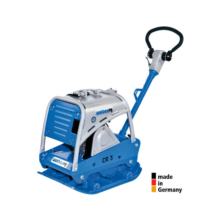 Weber CR3 compactor, a robust and reliable plate compactor made in Germany, designed for efficient soil compaction in construction and landscaping projects. The durable construction and ergonomic design make the Weber CR3 ideal for heavy-duty tasks, ensuring optimal performance and longevity