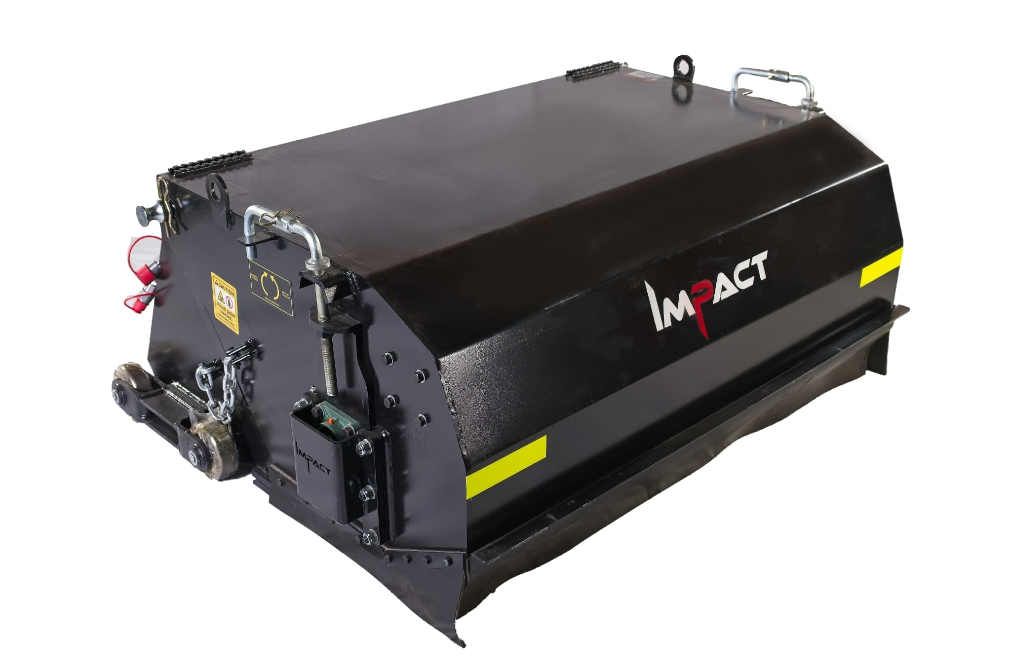 Impact Attachments hydraulic broom with robust design for skid steers, ideal for efficient debris sweeping on construction and industrial sites.